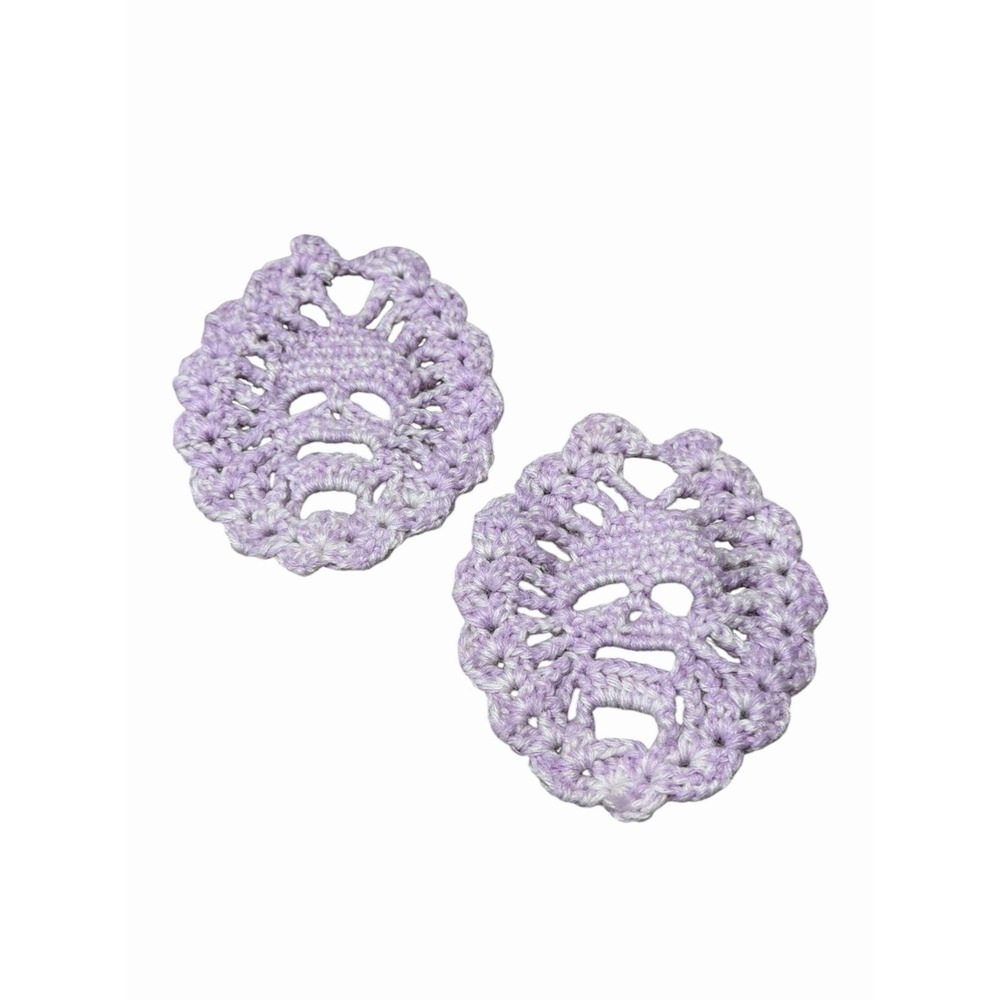 Handmade Crochet Coasters SKULLS purple light set of 2